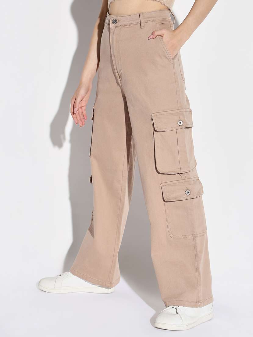 women solid high rise cargo - 21632655 -  Standard Image - 2