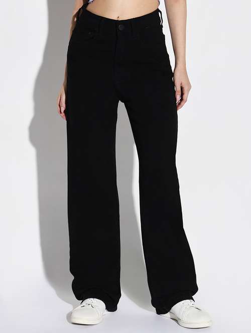 women plain wide leg denim jeans - 21632660 -  Standard Image - 0