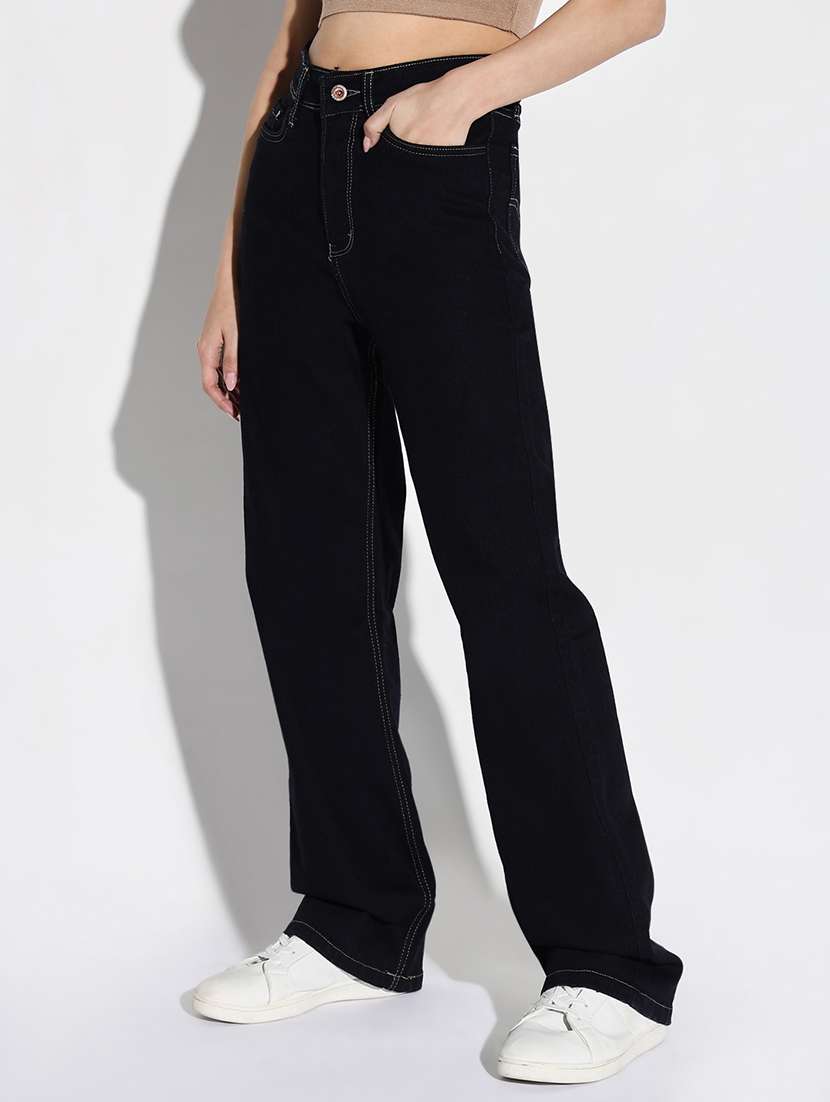 women plain wide leg denim jeans - 21632661 -  Standard Image - 2