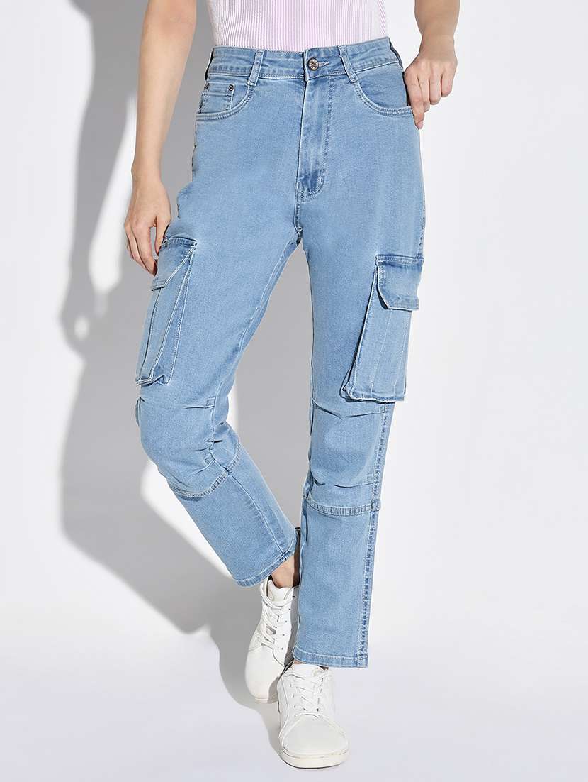 women plain high rise cargo