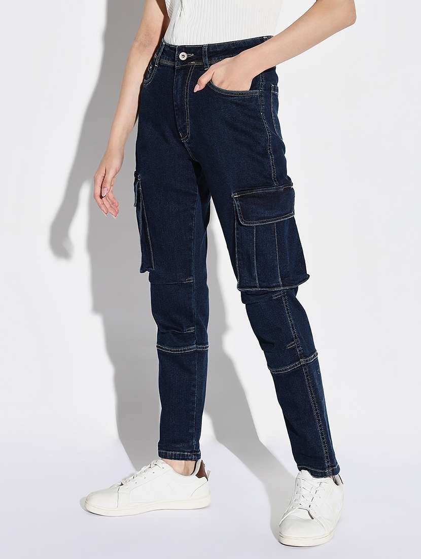 women solid high rise cargo - 21632669 -  Standard Image - 2