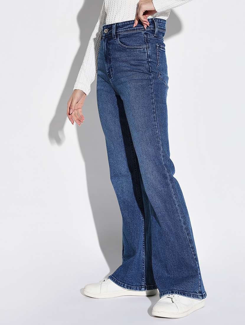 women plain high rise denim jeans - 21632676 -  Standard Image - 2