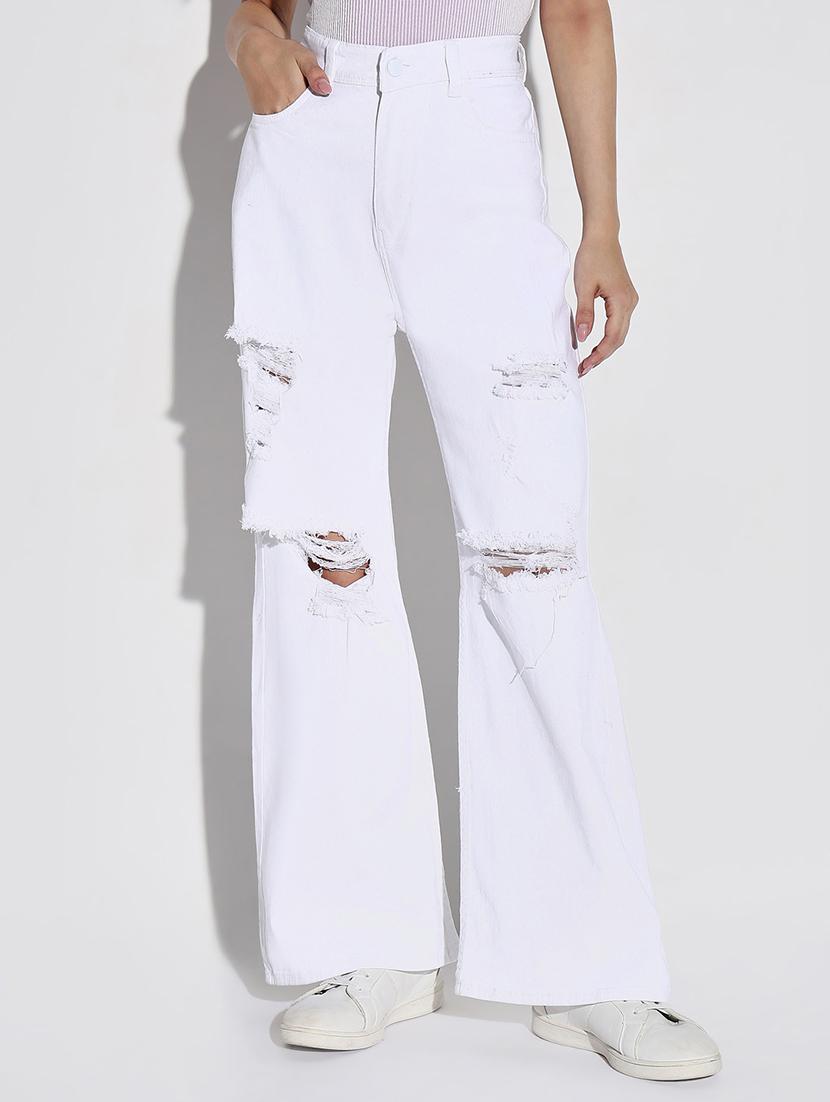 women solid high rise wide leg jean - 21632680 - Zoom Image - 0