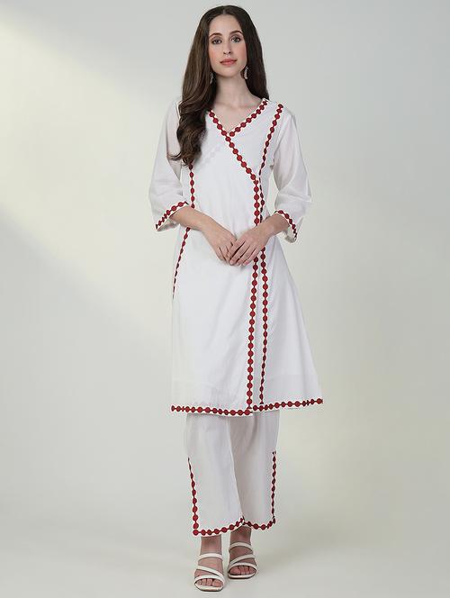 women white solid kurta pant set - 21632697 - Standard Image - 0