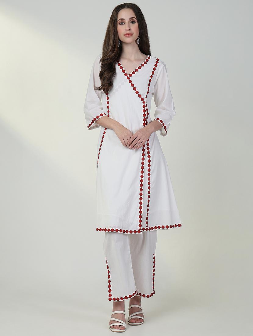 women white solid kurta pant set - 21632697 - Zoom Image - 0