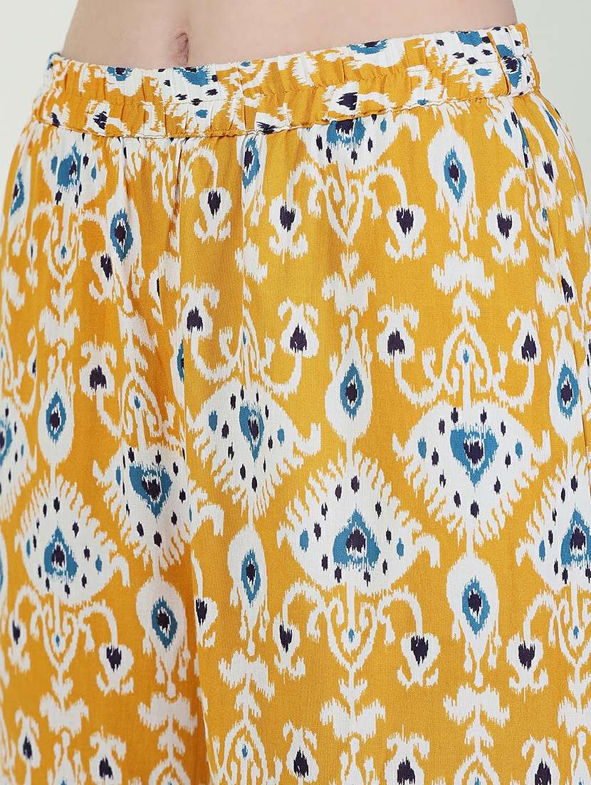 women mustard ikat printed kurta pant set - 21632709 - Standard Image - 7