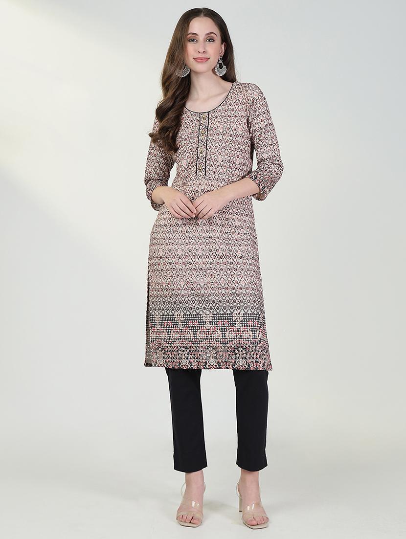 women printed three quarter sleeve straight kurta - 21632721 - Zoom Image - 0