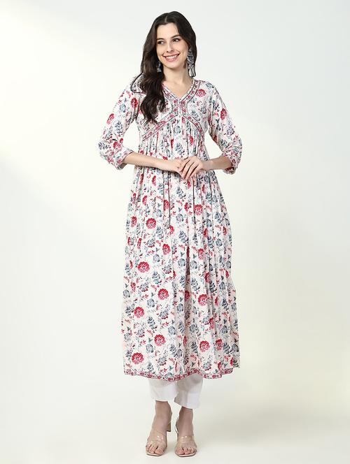 women white floral printed anarkali kurta - 21632742 - Standard Image - 0