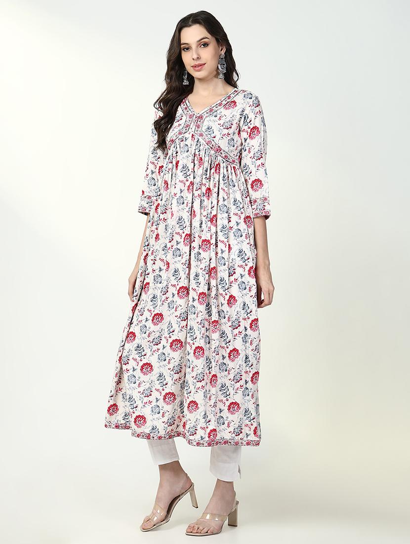 women white floral printed anarkali kurta - 21632742 - Standard Image - 2