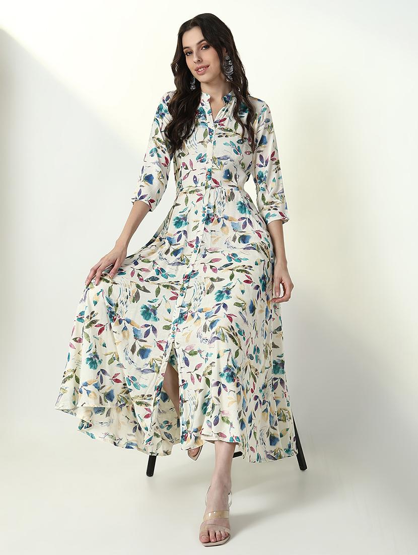 women off white floral printed a-line kurta - 21632752 - Standard Image - 2