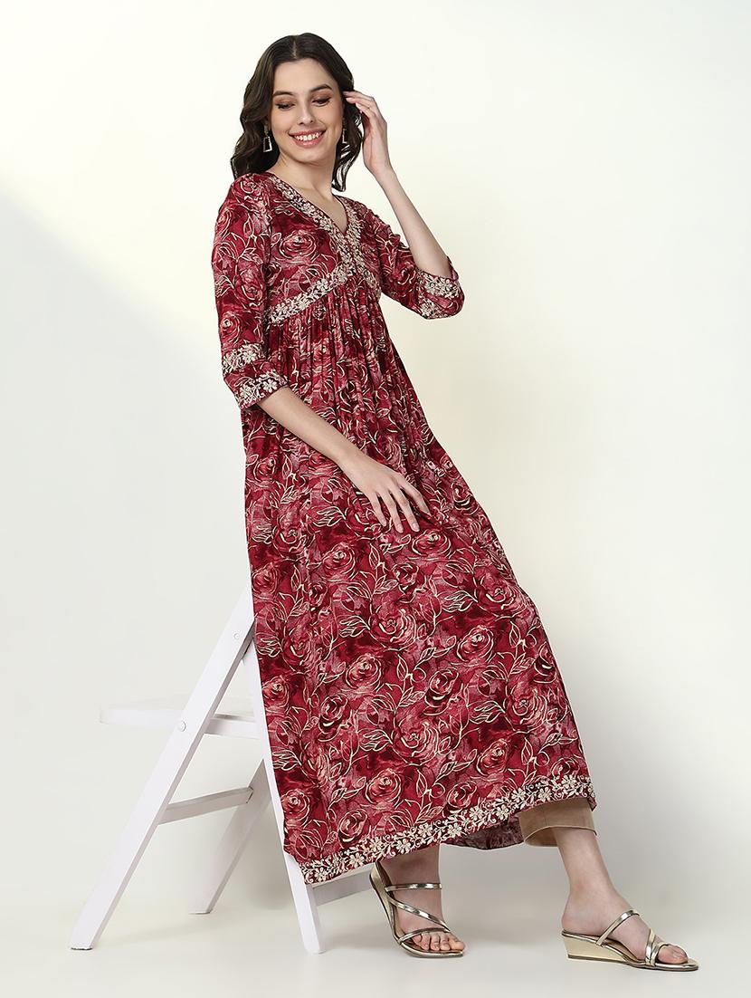 women red floral printed anarkali kurta - 21632756 - Standard Image - 2