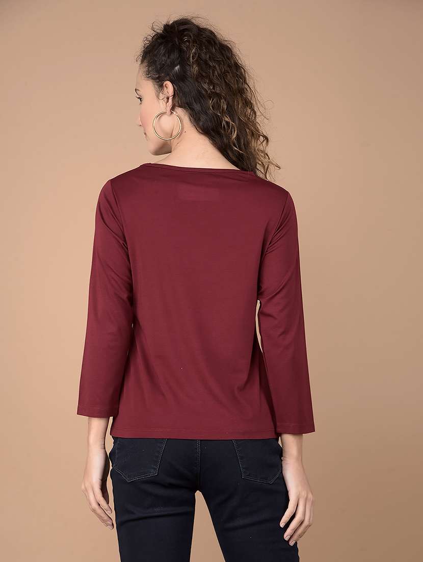 women blue solid round neck t-shirt - 21632788 -  Standard Image - 2