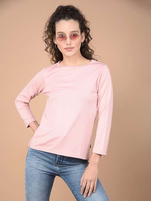 women blue solid round neck t-shirt - 21632789 -  Standard Image - 0