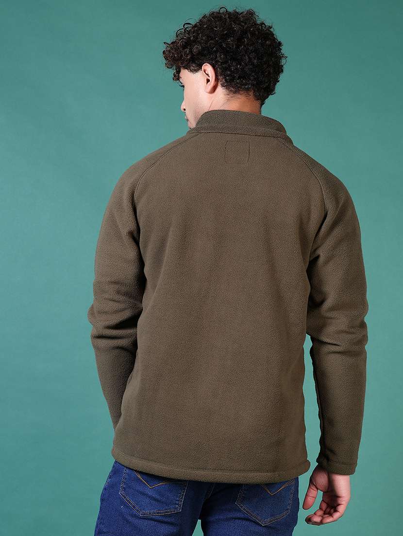 men olive solid long sleeve sweatshirt - 21632822 -  Standard Image - 2