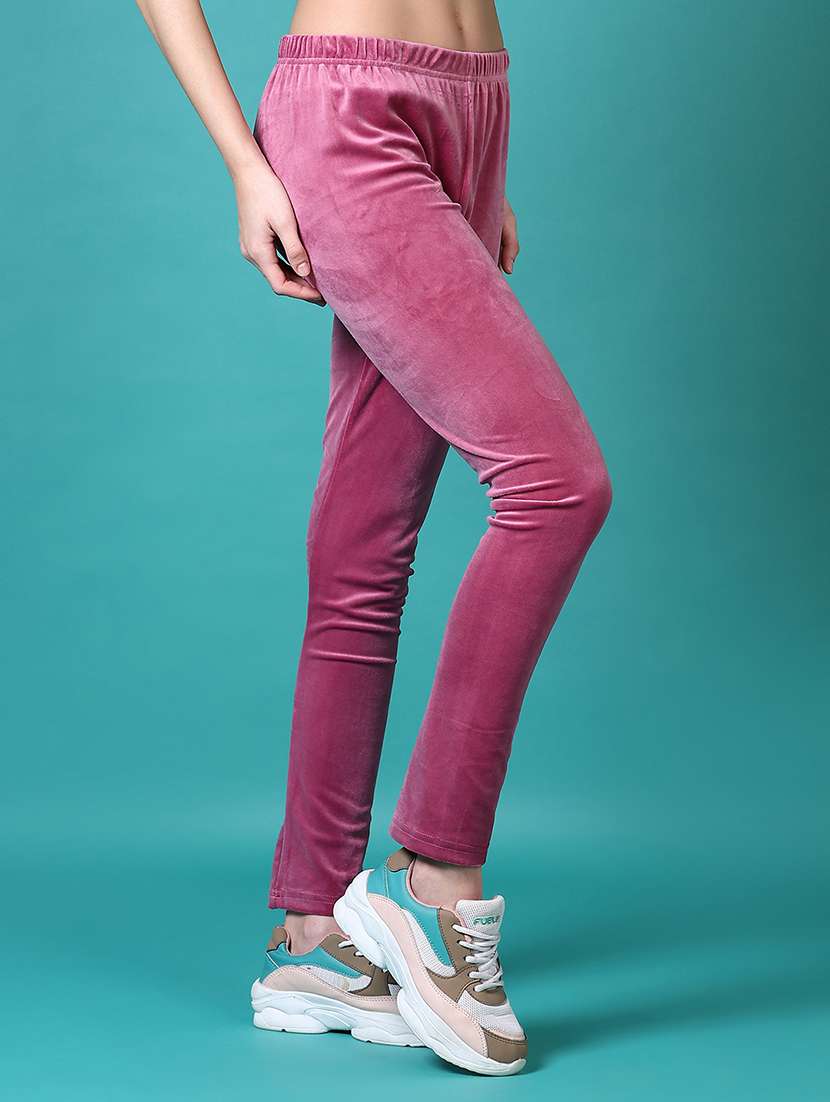 women pink solid full length legging - 21632827 -  Standard Image - 2