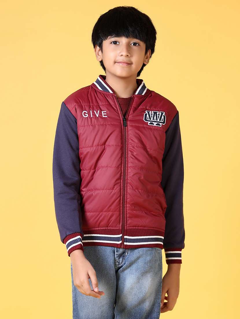 boys color block long sleeve quilted jacket