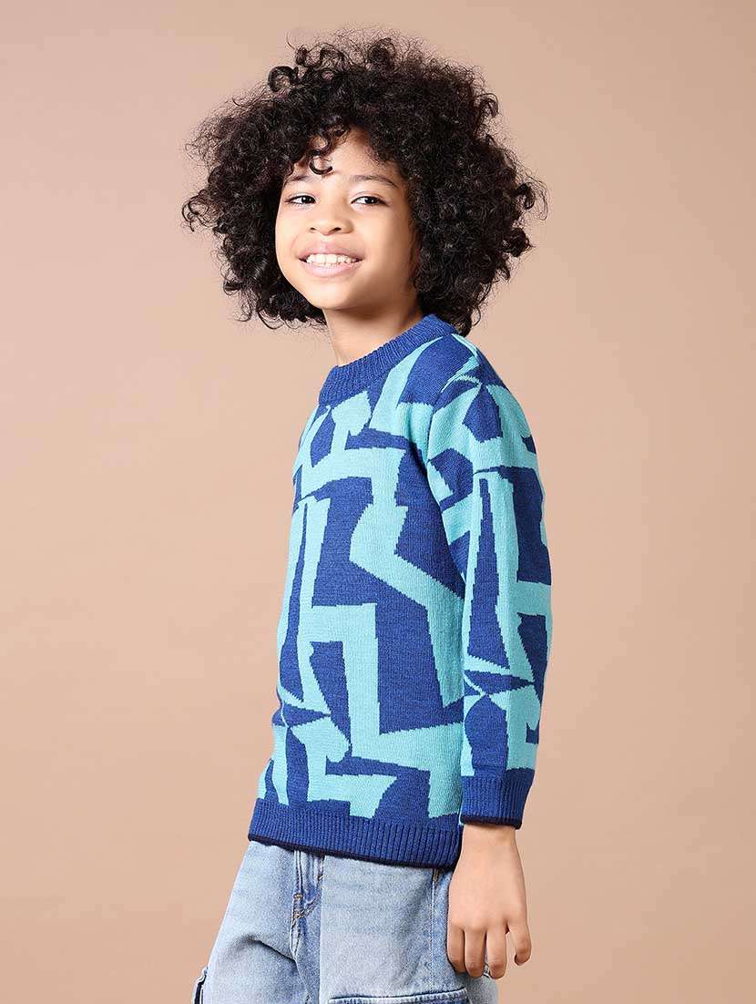 boys self design long sleeve sweater - 21632865 -  Standard Image - 2