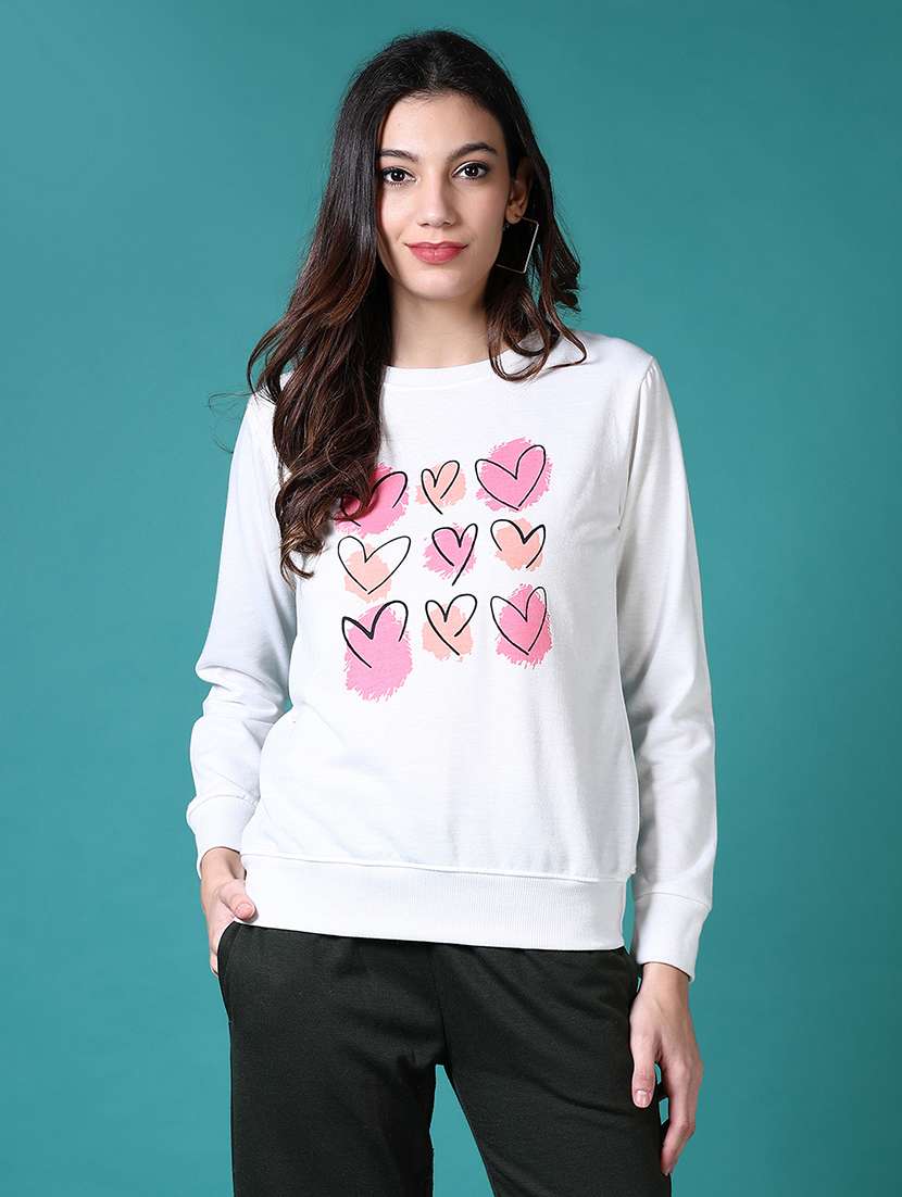 women front print long sleeve sweatshirt