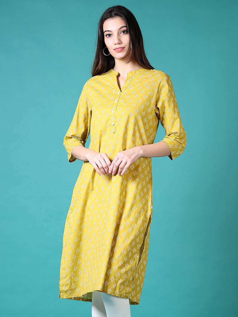 women floral mandarin neck straight kurta