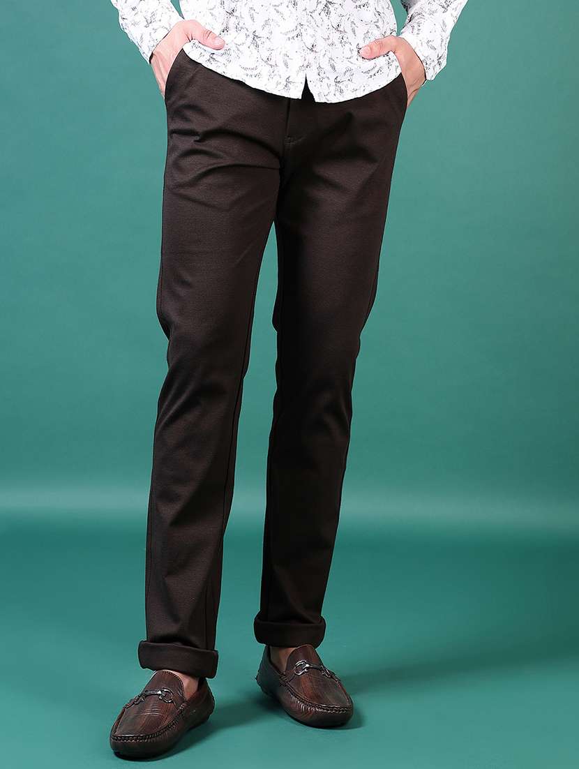 men solid flat front casual trouser - 21632943 -  Standard Image - 2