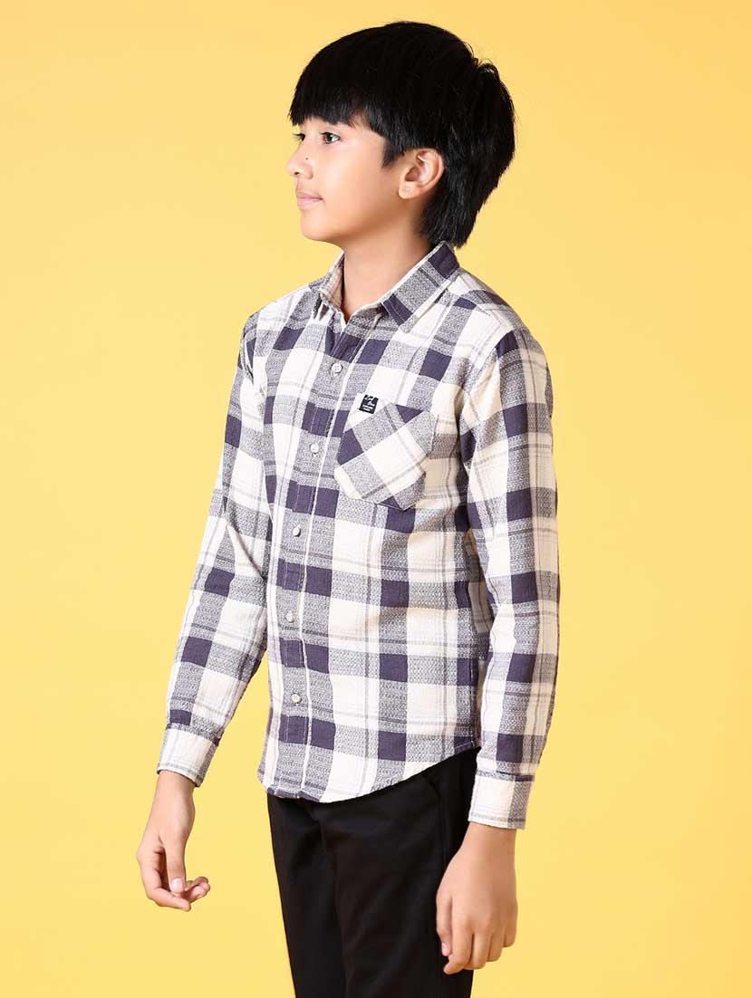 boys long sleeves checkered shirt - 21633395 - Standard Image - 2