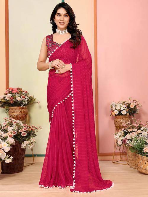 women self design plain saree with blouse - 21634130 -  Standard Image - 0