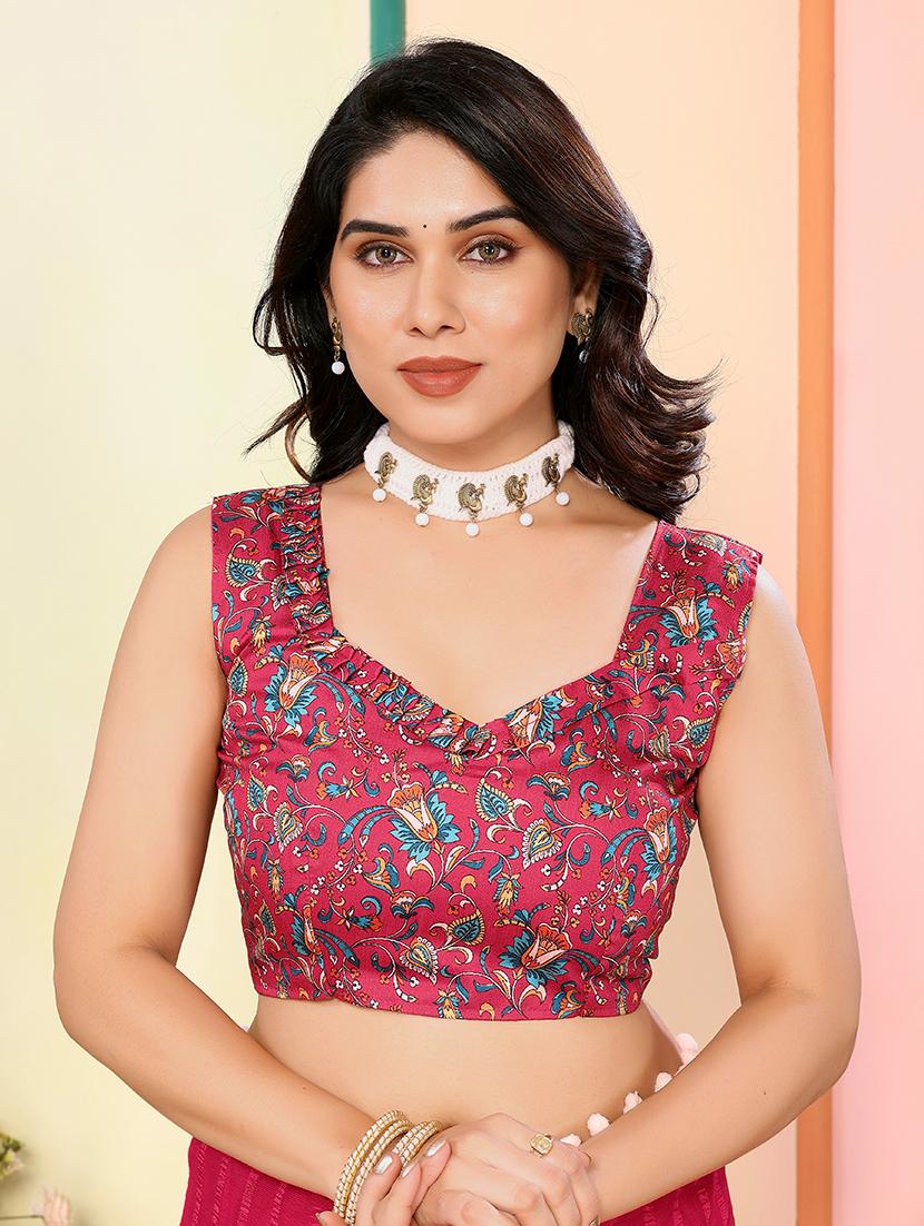 women self design plain saree with blouse - 21634130 - Standard Image - 2