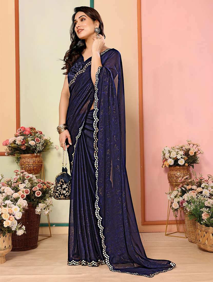 women foil printed saree with blouse
