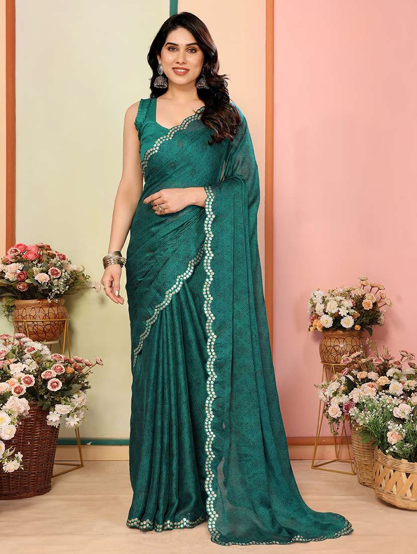 women foil printed saree with blouse