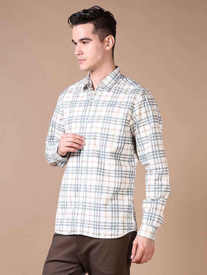men checkered long sleeve casual shirt - 21634188 -  Standard Image - 2