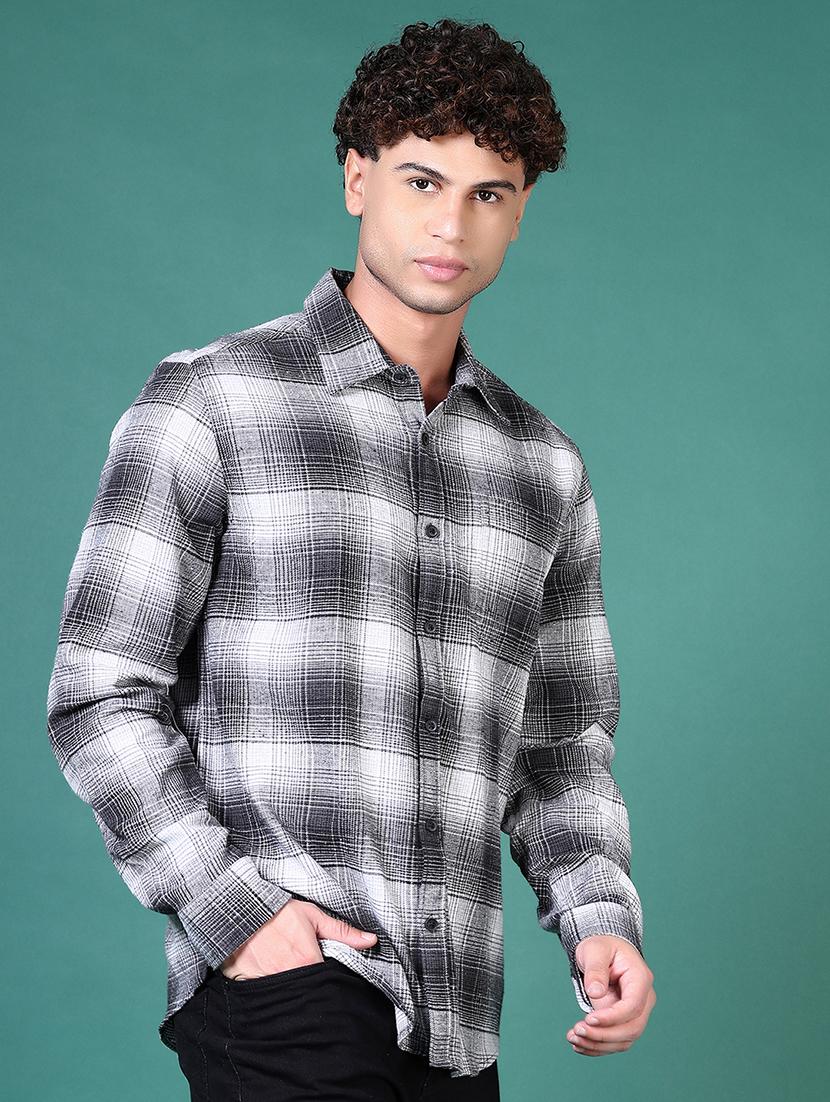 men checkered long sleeve casual shirt - 21634211 - Standard Image - 2