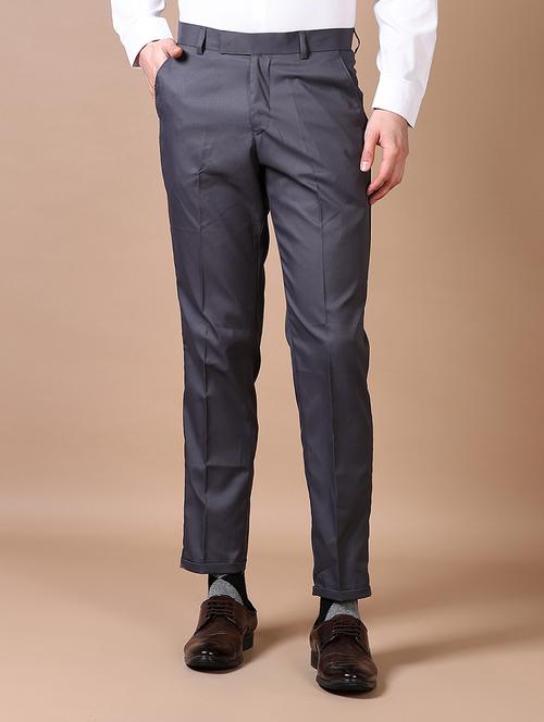 men mid rise solid flat front formal trouser - 21634215 - Standard Image - 0
