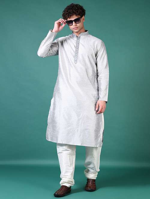 women mandarin neck kurta pyjama ethnic wear set