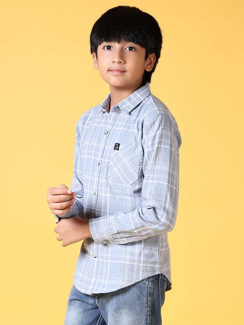 boys checkered long sleeve casual shirt - 21634437 -  Standard Image - 2