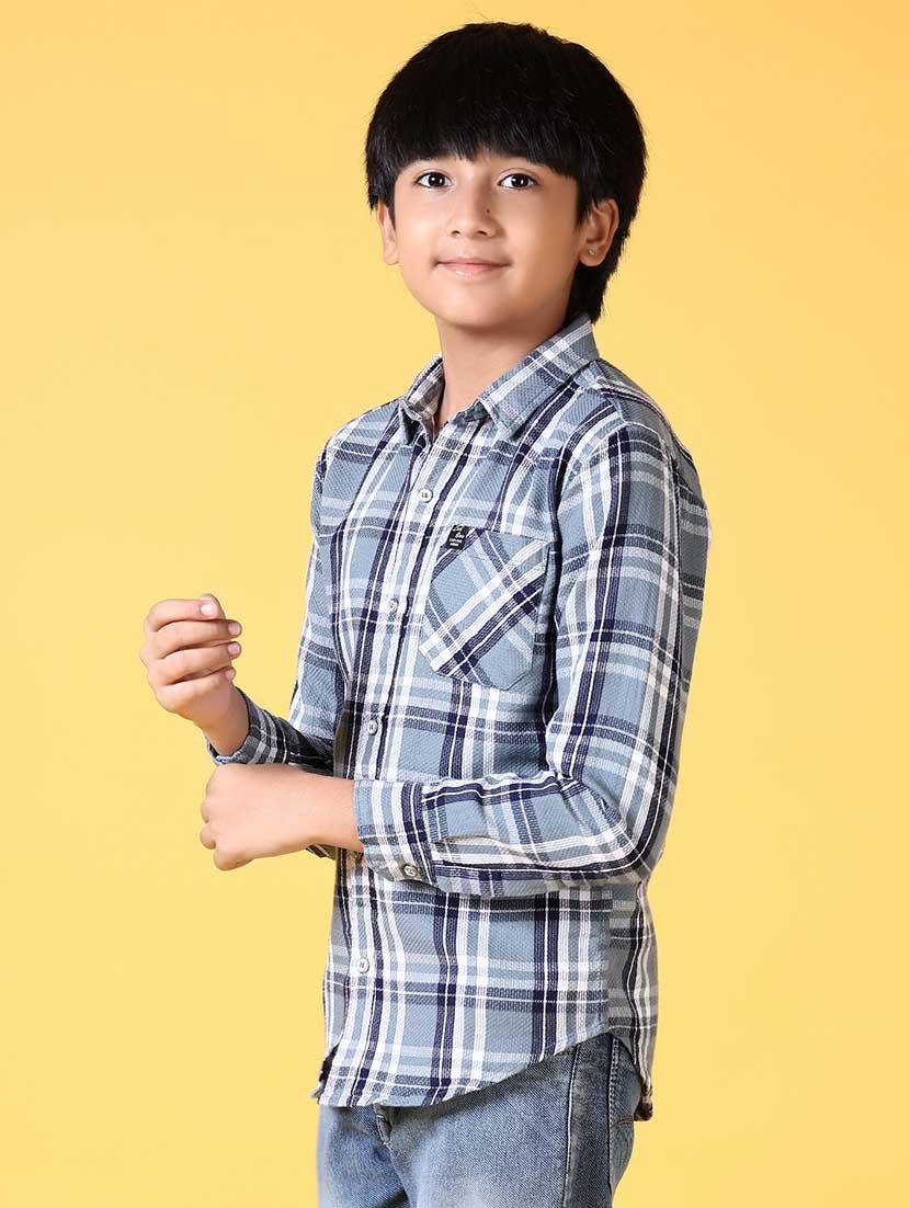 boys long sleeves checkered shirt - 21634438 - Standard Image - 2