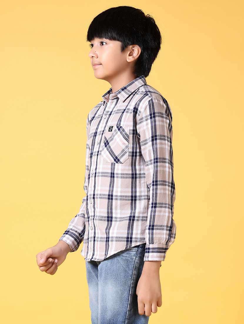 Boys Long Sleeves Checkered Shirt - 21634439 -  Standard Image - 2