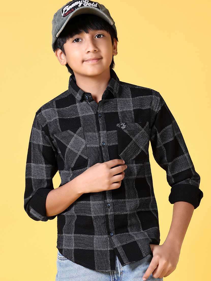 boys long sleeves checkered shirt