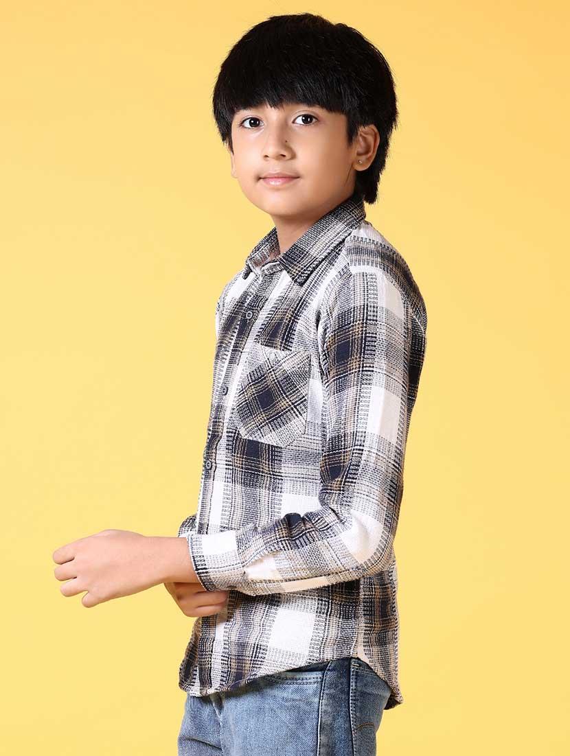 boys long sleeves checkered shirt - 21634444 - Standard Image - 2