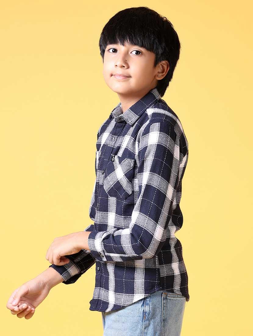 boys long sleeves checkered shirt - 21634447 - Standard Image - 2