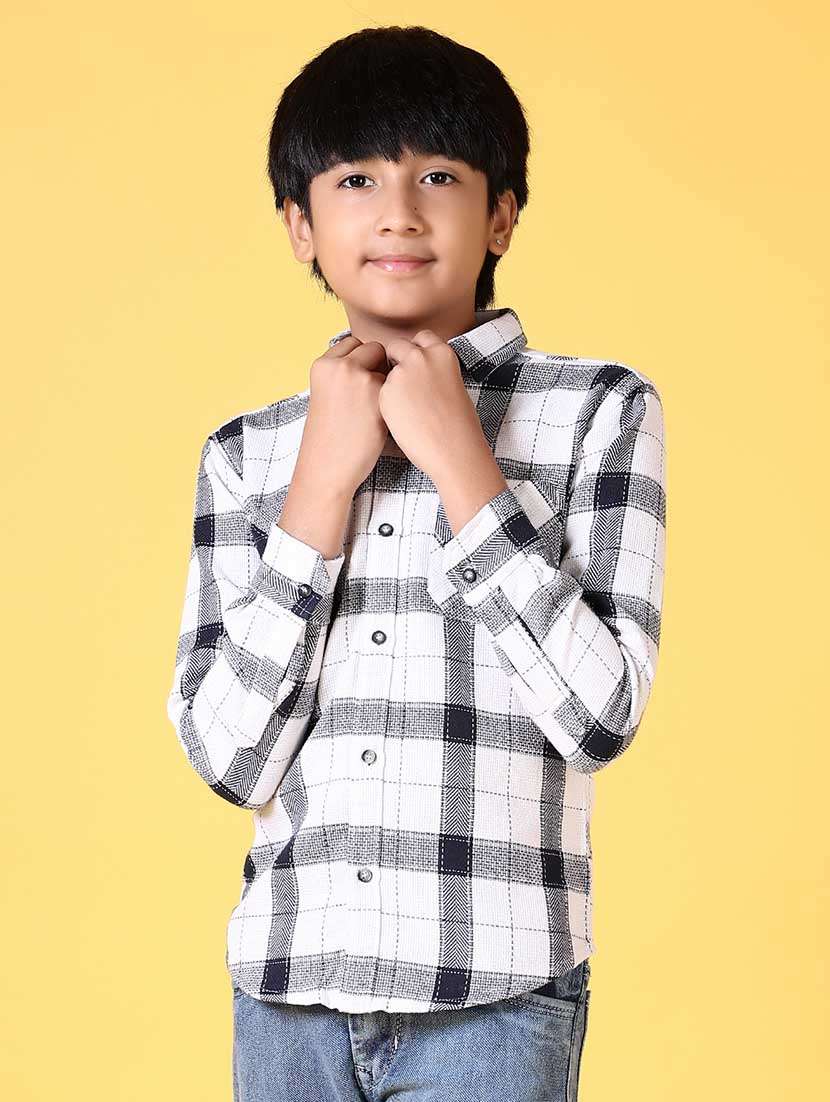 boys long sleeves checkered shirt - 21634448 -  Zoom Image - 0