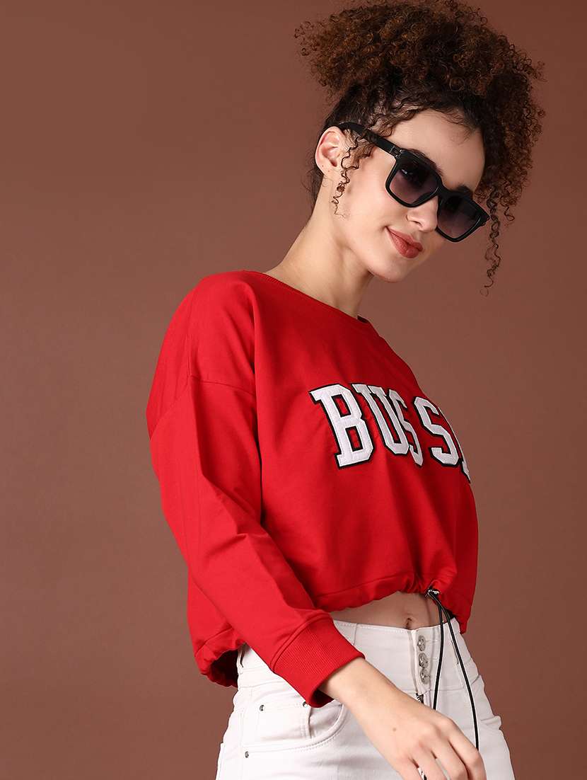women long sleeves chest print sweatshirt - 21634622 -  Standard Image - 2