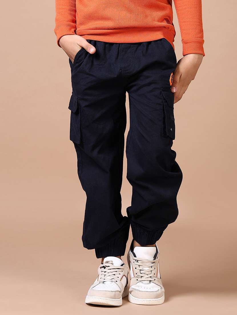 boys navy blue solid cargo