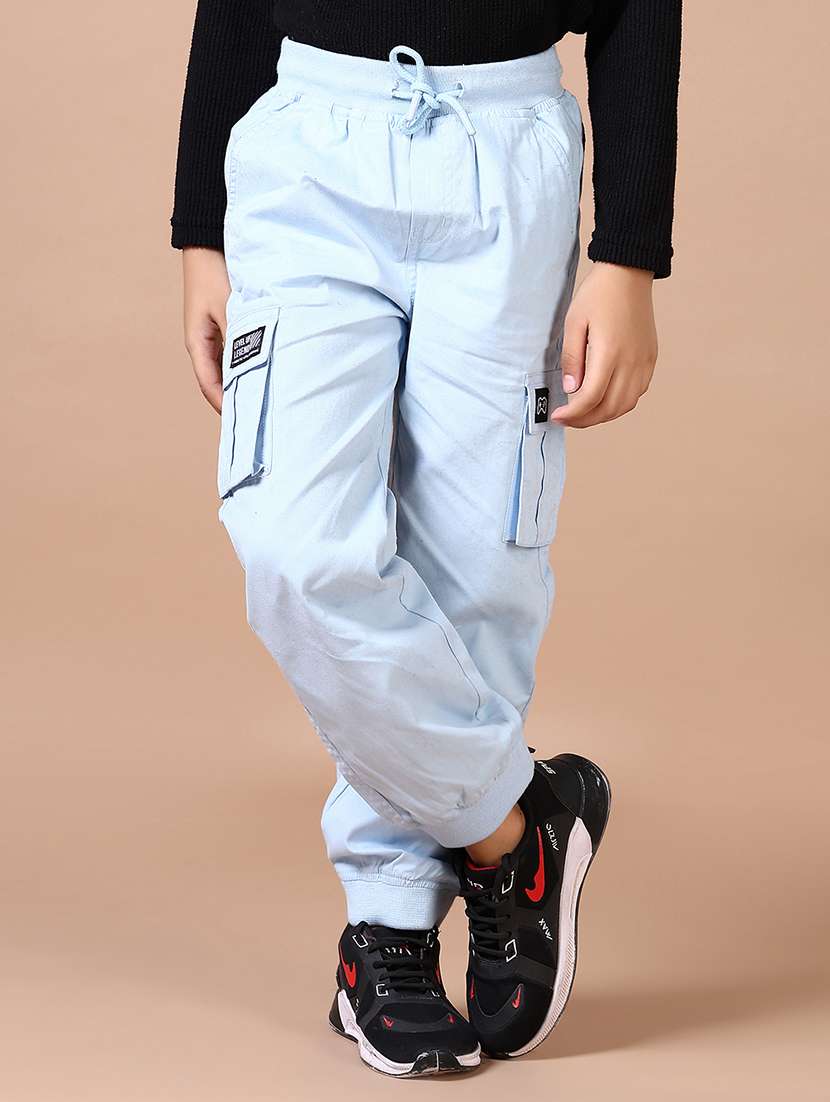 boys light blue solid cargo