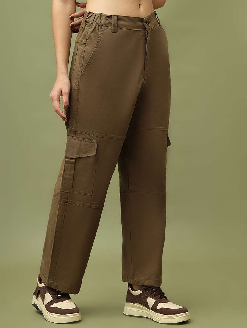 women solid high rise cargo - 21634990 -  Standard Image - 2