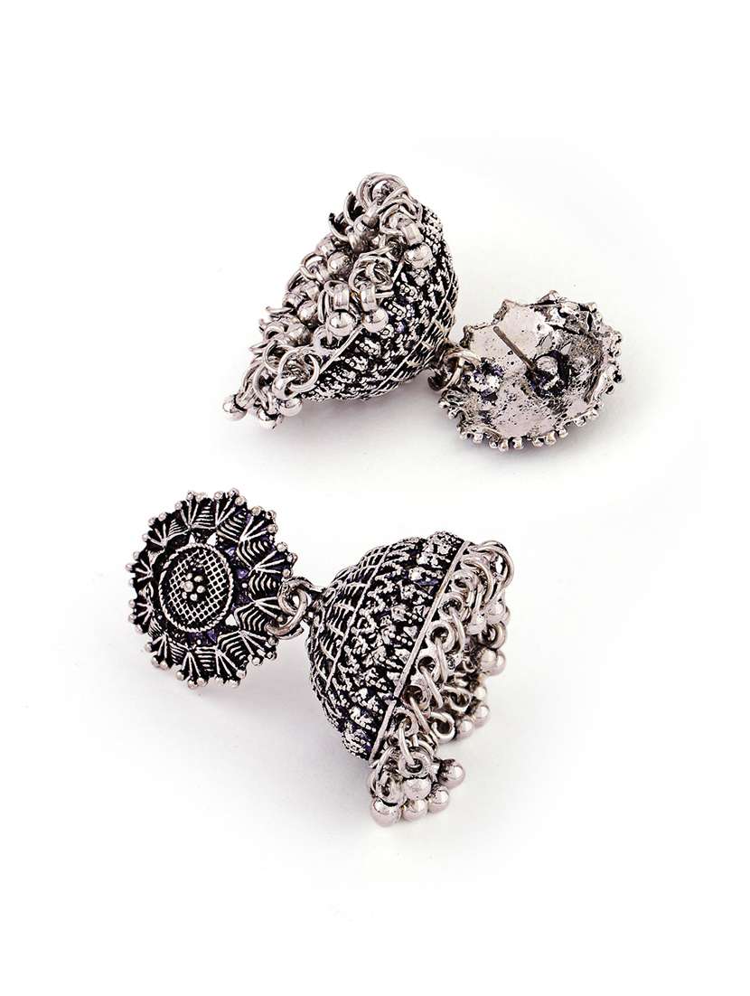 Women Silver Jhumka Earrings