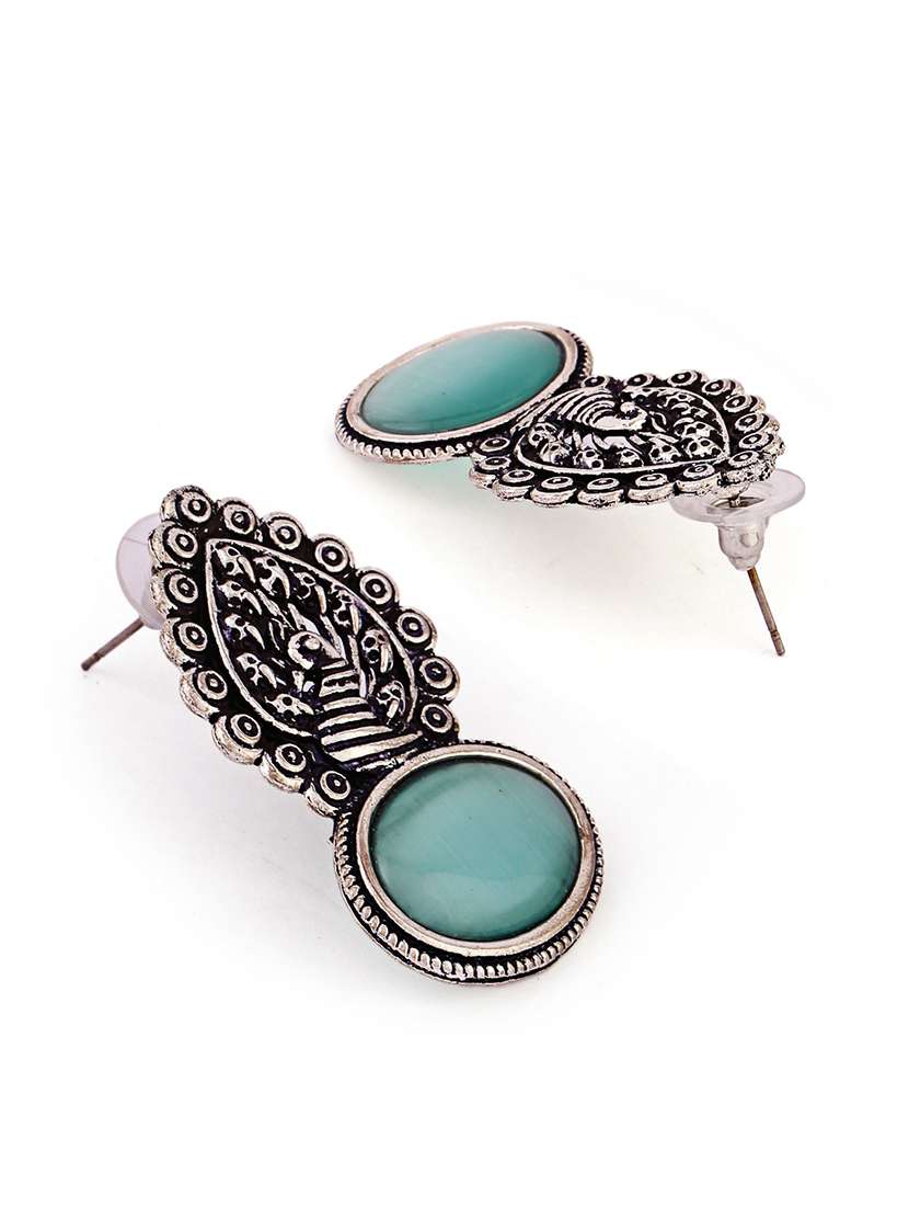 women sea green silver plated drop earrings - 21635013 -  Standard Image - 2
