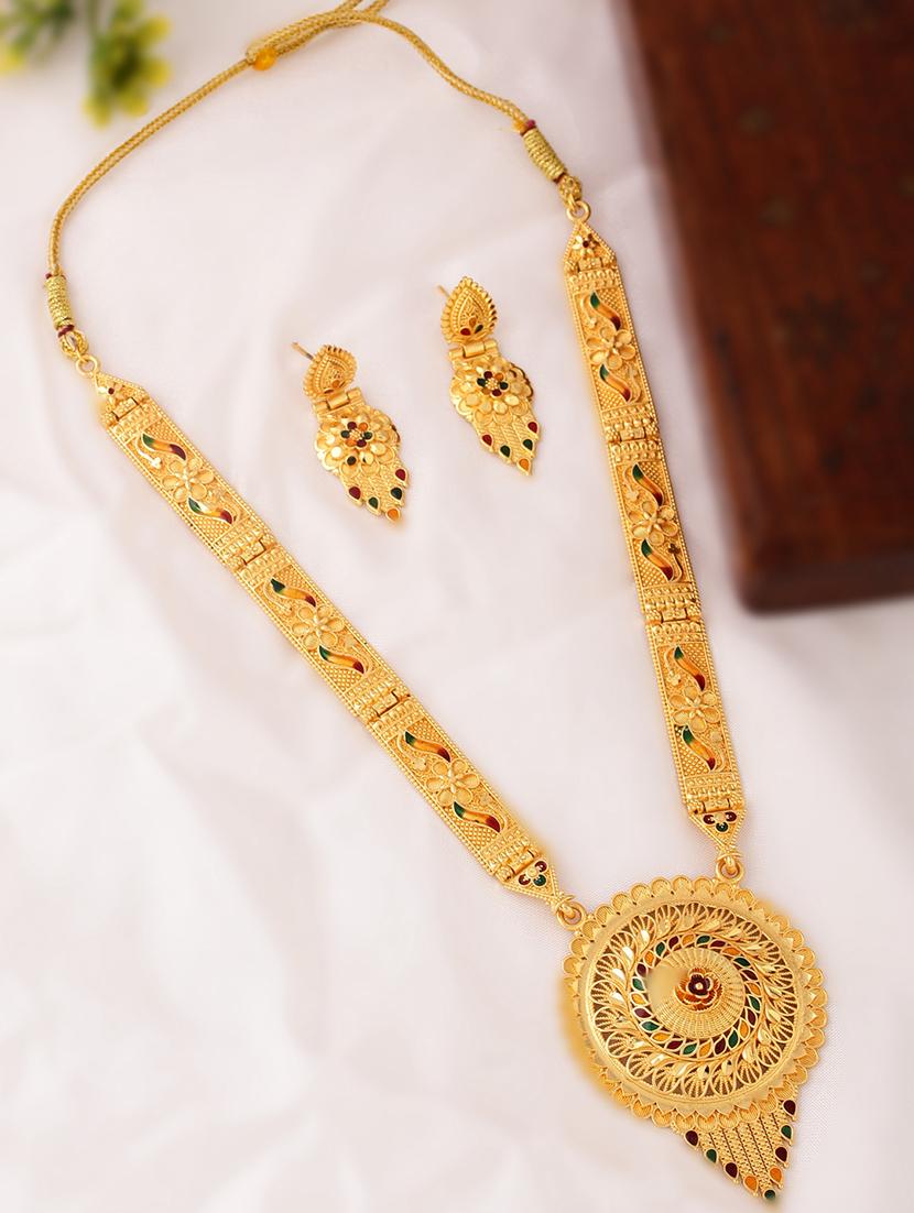 women gold plated long necklace with earrings - 21635039 - Zoom Image - 0