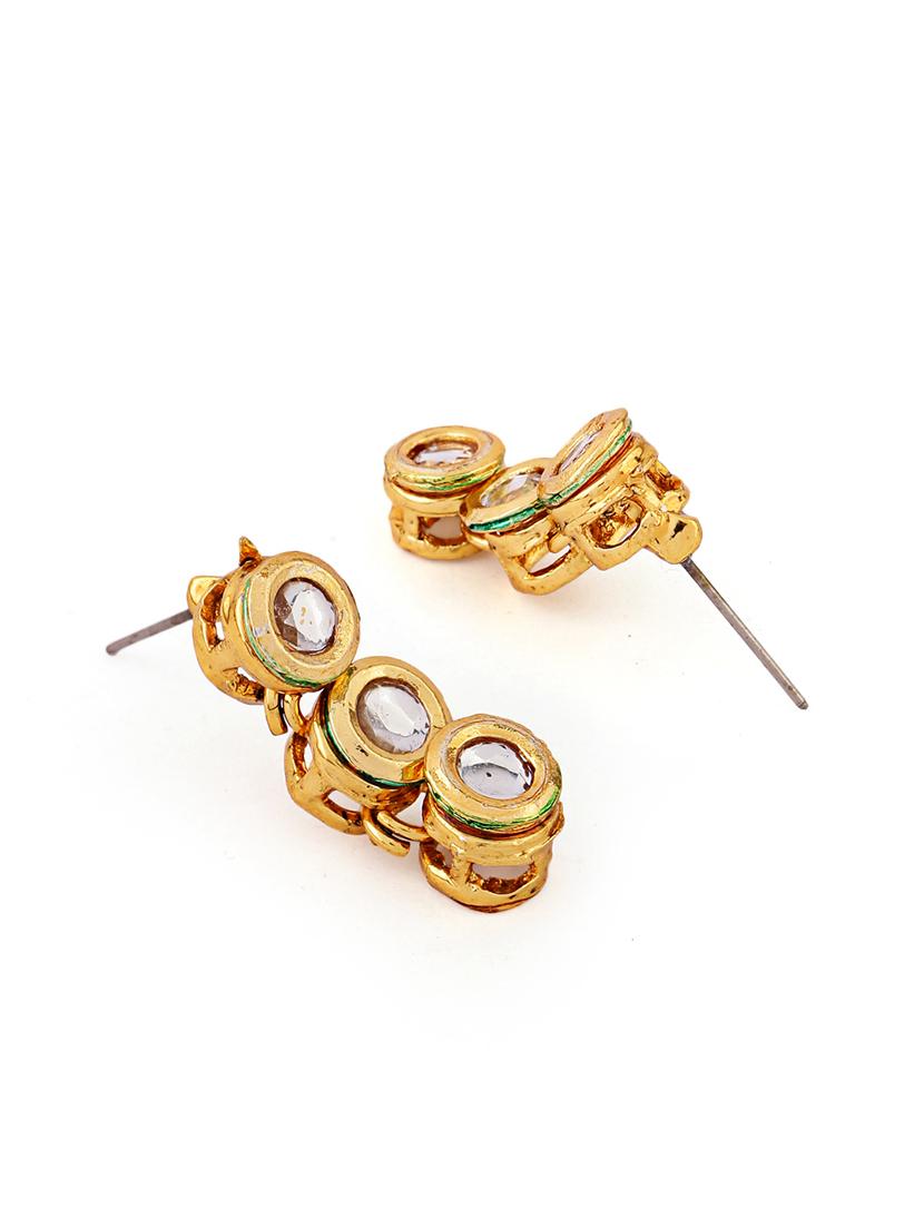 gold plated kundan studded neclkace with earrings - 21635040 - Standard Image - 2