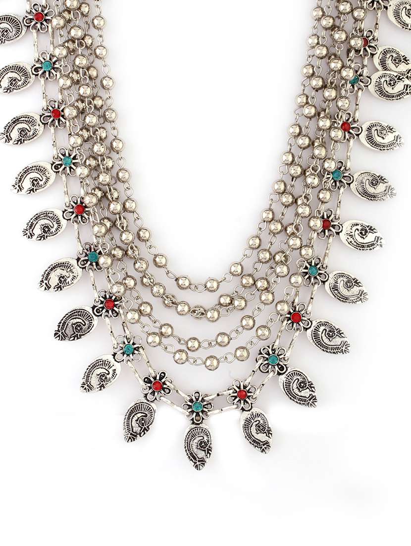 women oxidised elegant silver choker necklace  - 21635046 -  Standard Image - 2