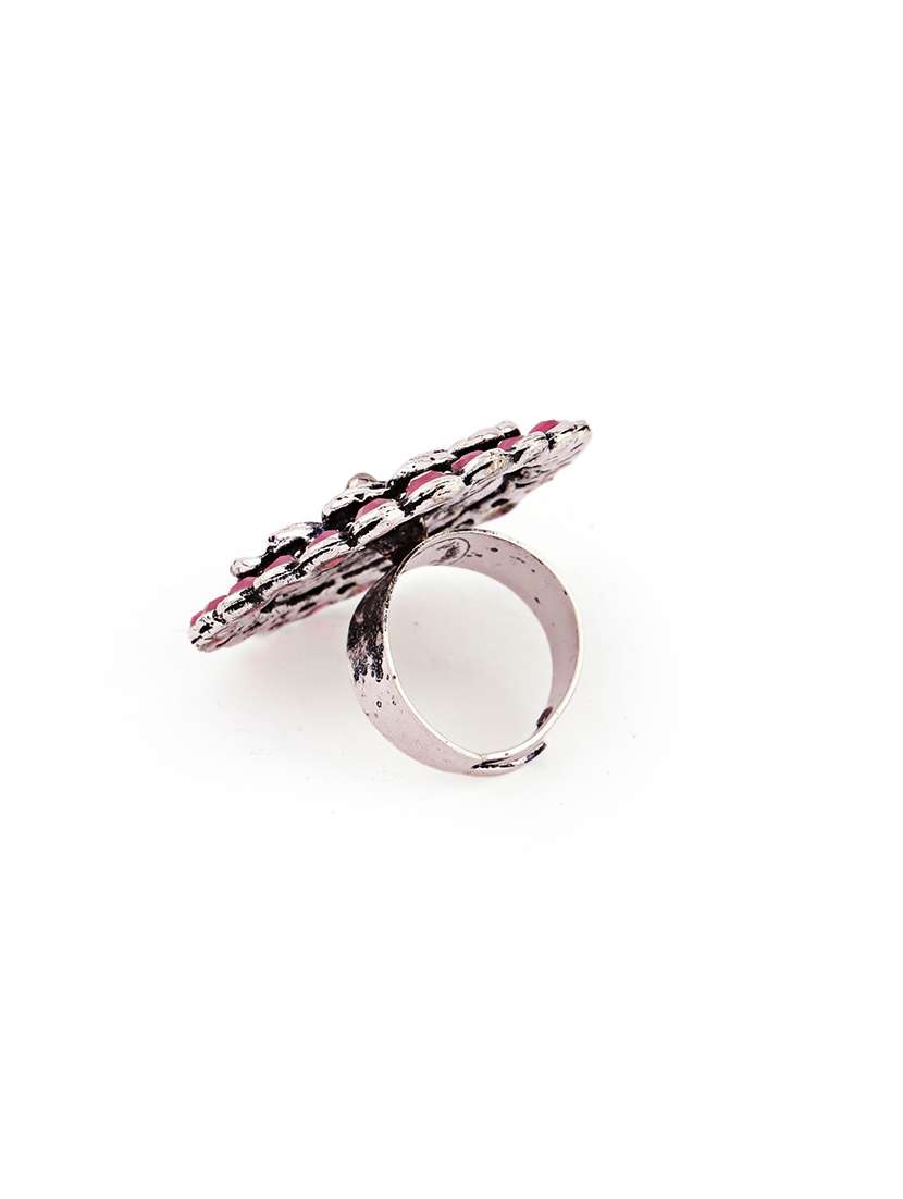 women silver oxidise adjustable loop finger ring - 21635054 -  Standard Image - 2